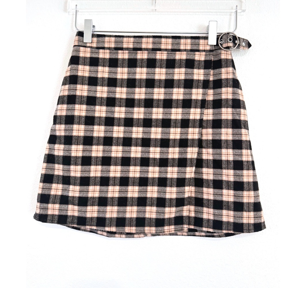 SALE! Hollister | Y2K High Rise Plaid Faux Wrap Mini Skirt Buckle Closure